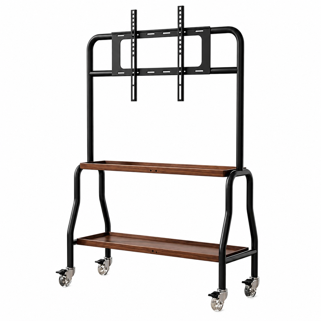 Mobile TV Stand with Double Shelves (32"–75")