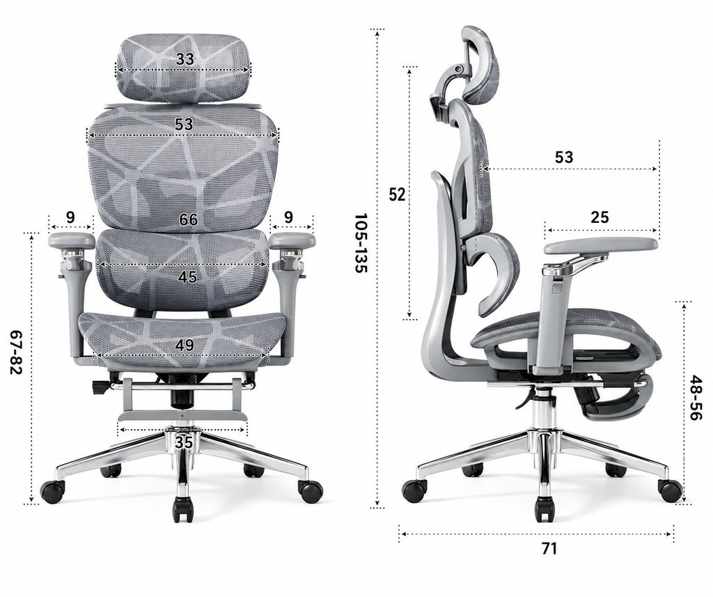 Ergonomic Mesh Office Chair with Footrest - Black