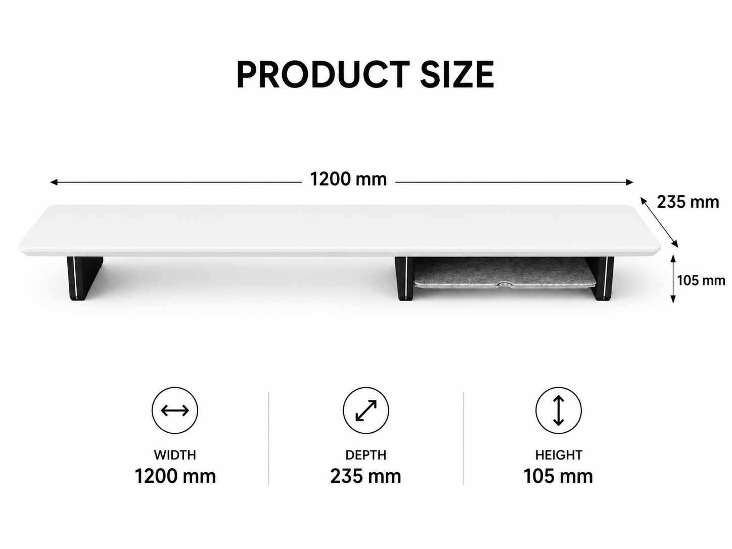 Wooden Monitor Riser with Storage - White