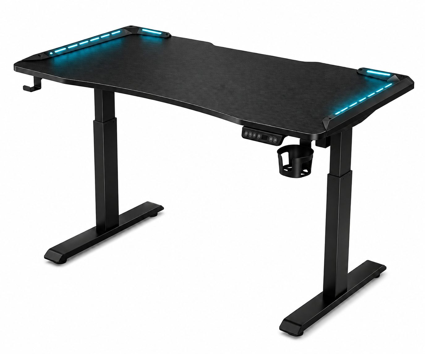Electric Standing Desk with RGB Lighting -Black/White