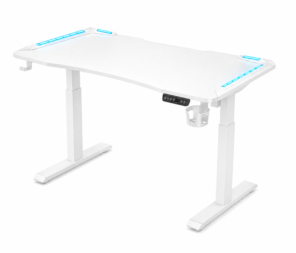 Electric Standing Desk with RGB Lighting -Black/White