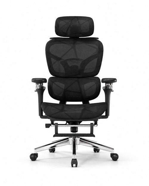 Ergonomic Mesh Office Chair with Footrest - Black