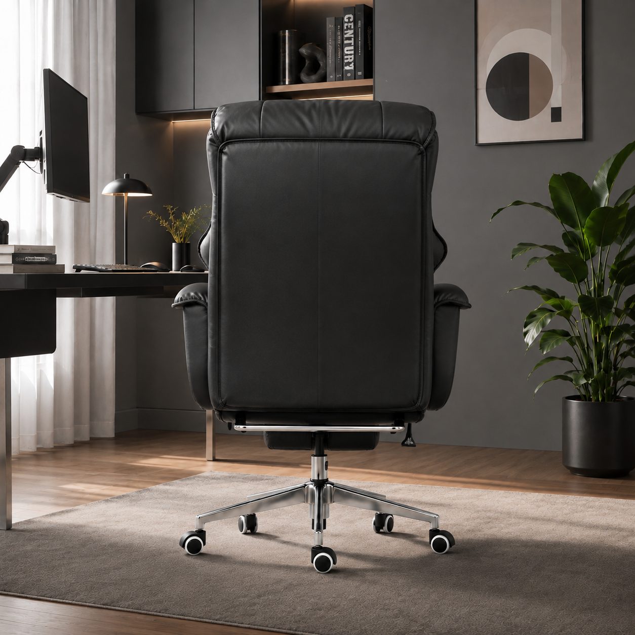 Soft Reclining Chair with Footrest - Black