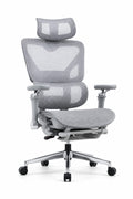 Ergonomic Mesh Office Chair with Footrest -  Grey