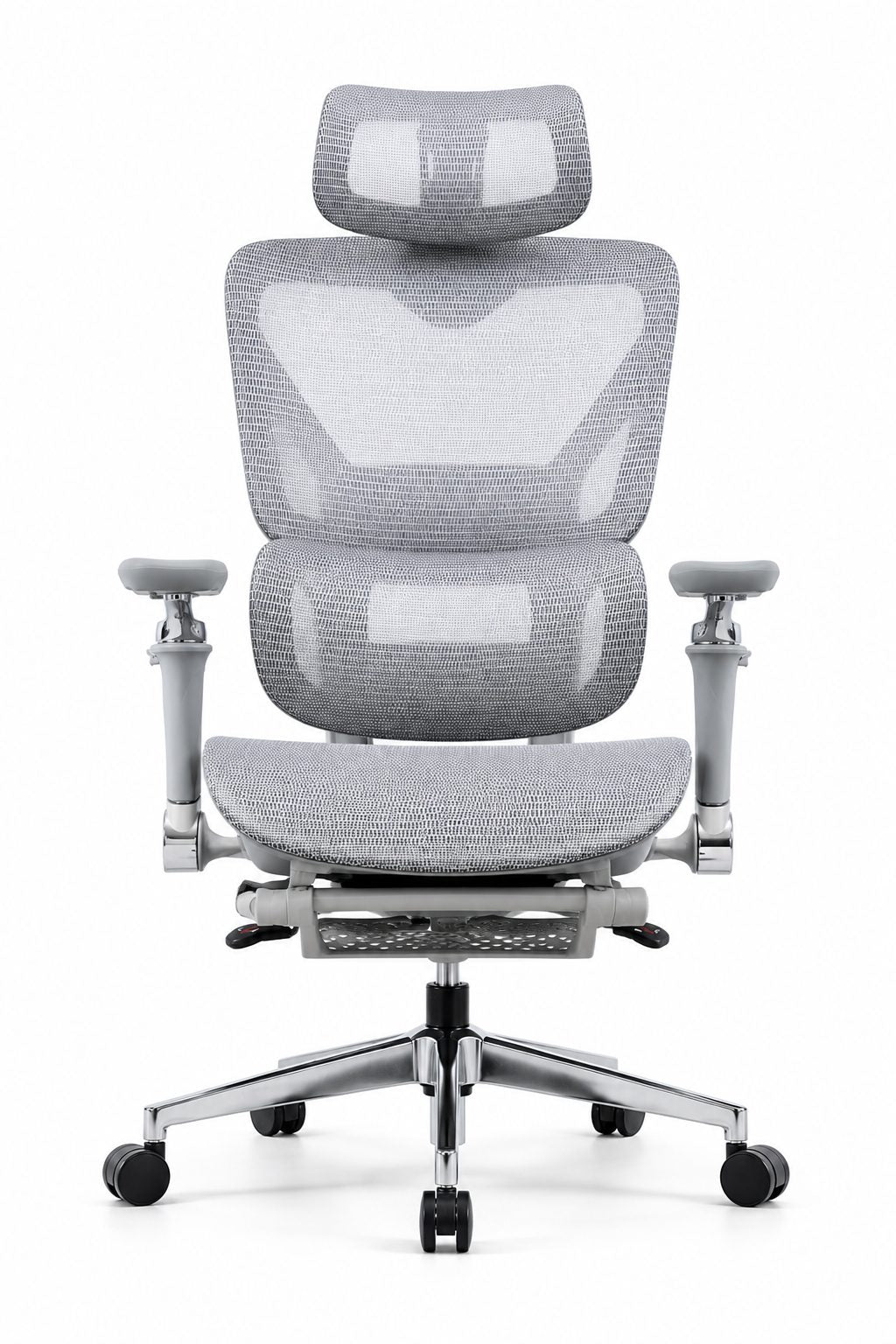 Ergonomic Mesh Office Chair with Footrest -  Grey
