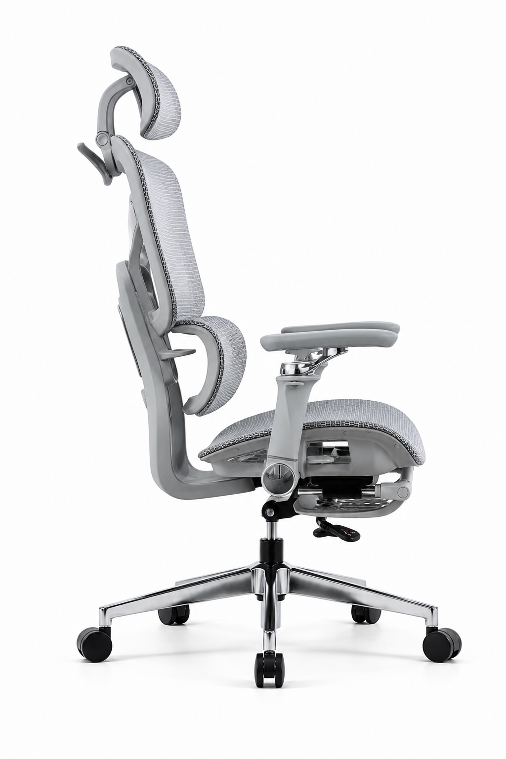 Ergonomic Mesh Office Chair with Footrest -  Grey