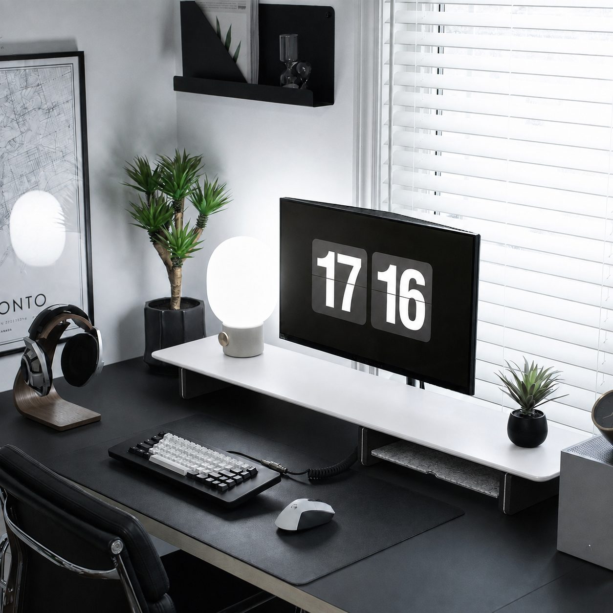 Wooden Monitor Riser with Storage - White
