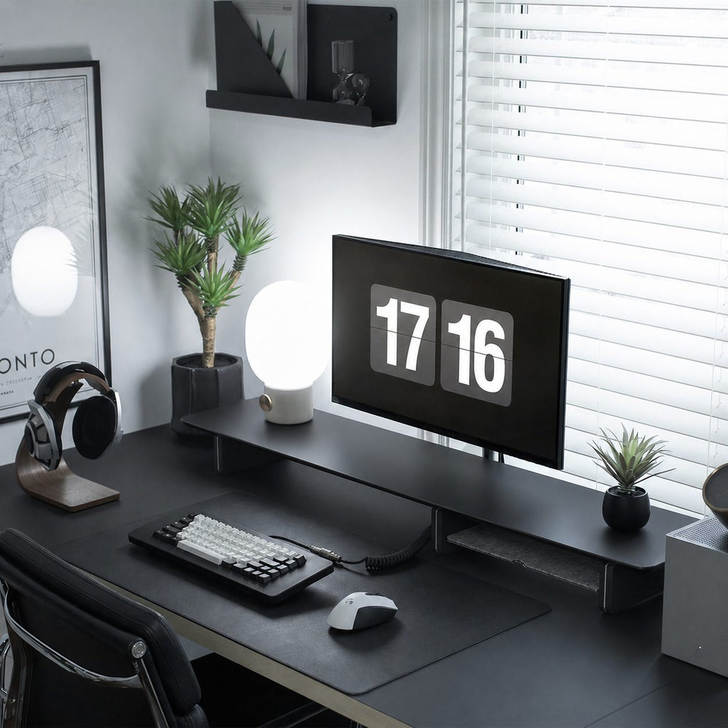Wooden Monitor Riser with Storage - Black