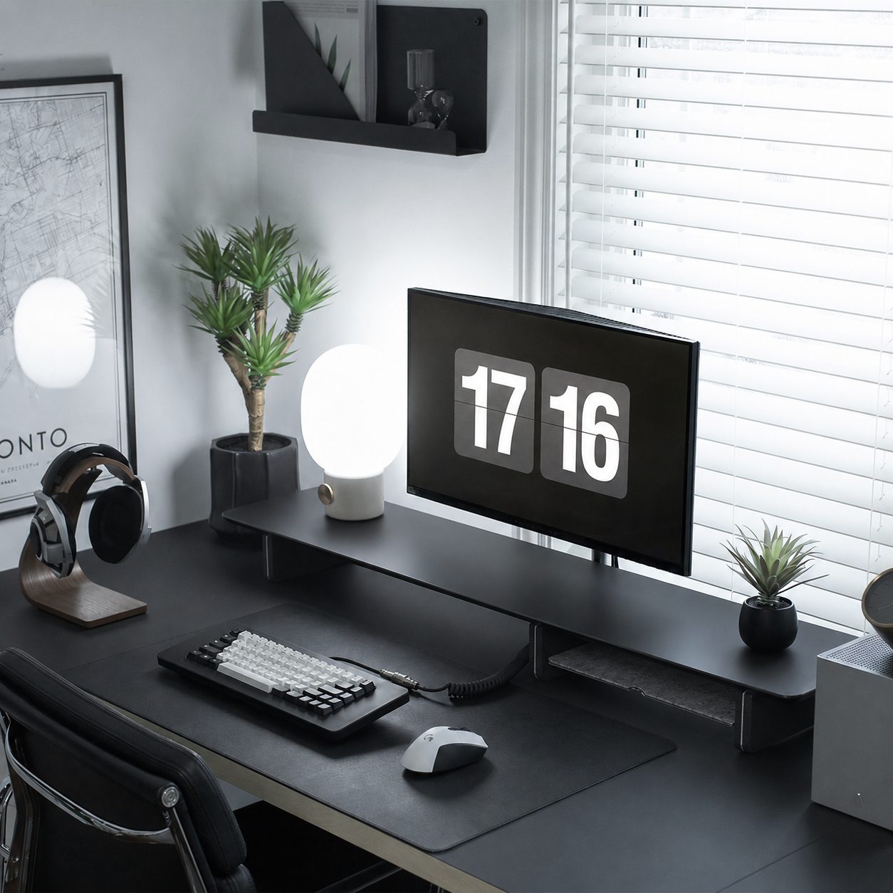 Wooden Monitor Riser with Storage - Black